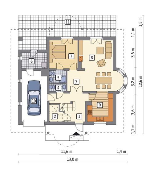 Rzut parteru POW. 91,7 m²