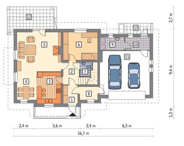 RZUT PARTERU POW. 73,5 m²