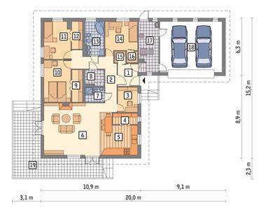 RZUT PARTERU POW. 135,6 m²